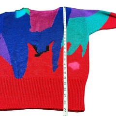 Vintage 1980’s Enfin by Marcia Red Blue Red Nylon Blend Sweater Medium/Large