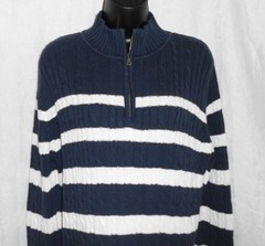 Vintage 1980’s Croft & Barrow Sweater Size L NWT Navy Stripe Mock Neck Cotton