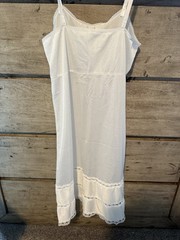 Vintage Nightgown Slip White Lace 14.5 (M) Nylon Made in USA Bridal TradWife