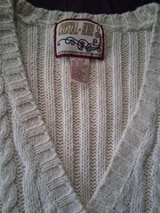 Cool Summer Nights! Vintage Seaside Nautical Cardy Womens Cream XL by Crystal K
