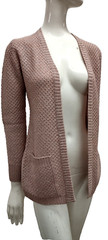 1970s Pink Metallic Light Sweater Knit Elegant Cardigan Slim Fit Size S