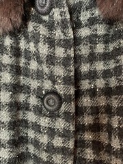 vintage 50s/60s long heavy coat, faux fur collar, no size tag see measurements
