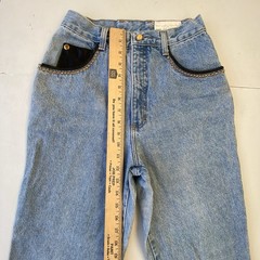 St. Maarten Dallas Black Leather & Jean Studded Western Pants Vintage Size 6 28