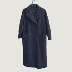 Reflections Vintage Gray Herringbone Double Breasted Long Overcoat ILGWU USA 12