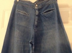 VTG 70s Body Lingo Blue Denim ELEPHANT Bell Bottom Flare Jeans Sz S/M? 28″W Boho