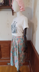 Vintage 1970s/1980s Koret Brand Pastel Floral Print Boho Cottagecore Midi Skirt