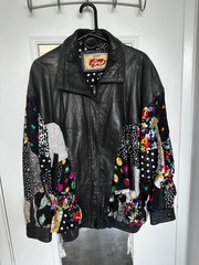 Vintage 80s/90s Patchwork Leather Jacket – Womens – Unique Statement Piece