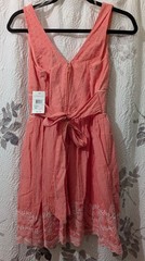 NEW Trixxi Juniors 3 melon Coral Swiss Dot Eyelet Embroidery Short Dress