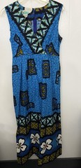 Penneys Hawaii Vintage Maxi Dress Blue Tropical Tiki Print Sleeveless S Resort