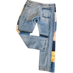 1960’s Style Patchwork Distressed Boho Hippie Jeans Button Fly 36.5″ Waist ZARA