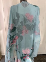 VINTAGE 1970s HANAE MORI JAPAN DESIGNER FLORAL DRESS MATACHING SHAWL SCARF AS IS