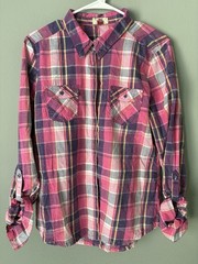 Vintage 2013 l.e.i. “Bailey” Plaid Roll-Tab Shirt – Junior’s XL (15/17)