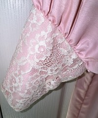 Vintage Farr West Pink Satin Polyester Lace Long Nightgown Size Small