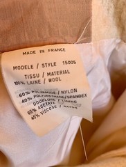 COURREGES PARIS Cream Boucle Wool Biker Zip Coat With Vinyl Trim