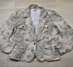 90s Y2K Faded Glory Denim Floral Jacket Beige Green Boho Size 16 VTG