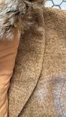 STUNNING Vintage Marissa of California Fox Fur Beige Tan Skirt Suit Set Sz 8-10