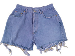 Vtg Claudio Agnelli Denim Jean Shorts 31 Button Fly Blue/Purple High Rise Cutoff