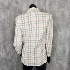 Vintage 80s Giorgio Sant Angelo M Linen Cotton Pastel Woven Houndstooth Blazer