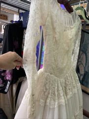 Vtg 1950’s Maurer Ivory Full Lace Wedding Dress-Bust 30/2XS