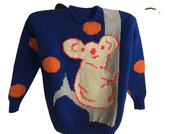 Princess Diana replica sweater pullover Koala Bear 1980’s blue adorable!