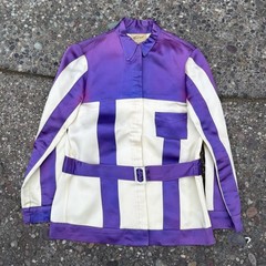 60s Space Age Mod Vinyl Jacket Purple Fade Belted Western Parade
