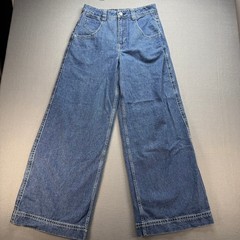Y2K JNCO Style A-Lab Jeans Womens 8 Analog Wide Leg Graphic Pocket Skate Retro