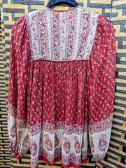 Vintage 1970s Star of India Hand Block Printed Indian Cotton Voile Boho Blouse S
