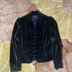 Vintage 70s Ralph Lauren Green Brown Velvet Jacket SM Archive Edwardian Goth EUC