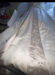 Demetrios Wedding Dress Gown Size 18 Ivory Lace Tulle Satin Beaded Organza EUC