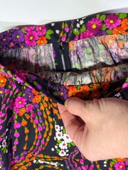 Vintage Barkcloth Floral Skirt Metal Zipper Unbranded Colorful 22″ Waist