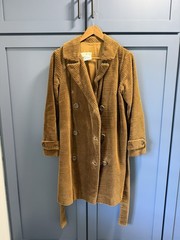 Vintage 1970s Bonwit Teller Corduroy Trench Coat Belted Brown ILGWU Union Made