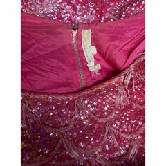 Sequin Tassel Zephyr Wool Vintage Med Hot Pink Mermaid Scale Beaded Tank Top