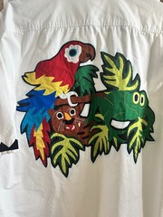 Vintage 80’s Tropical Animal Patchwork Button-Up Medium Rain Forest Puerto Rico