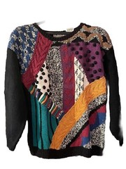 M.T. S. Mass Transit Sports Women’s Medium Vintage Sweatet Pullover Y2K Colorful