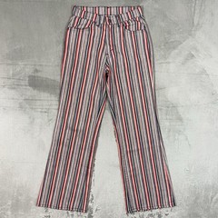 Vtg 70s Levis For Gals Big E Sta-Prest Striped Bell Bottom Pants Pink 26×30