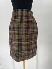 Vtg 80s Adolfo Intl Wool Pencil Skirt Small Plaid Dark Academia Preppy School