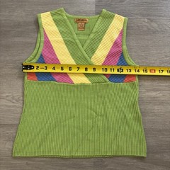 Vintage 90s Color Block Tank Top S Yellow Green Pink Lime Colorful Retro Milano