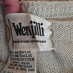 Wenjilli Vintage Metallic Knit Maxi Dress Beige Gold navy blue. Size 9/10