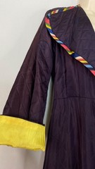 Vintage 1930s 1940s dressing robe maxi dress wrap purple yellow rainbow long