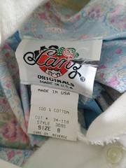 Vtg Lanz Originals 80s Dress Sz 8 Blue Pink Floral Cottagecore Belt Pockets READ