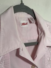 Vintage ’80s Haband! Pink Guayabera Embroidered Mexican Button-Up Shirt Size M