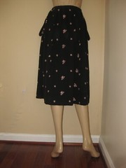 Vintage 50s Black Pink Butterfly Embroidered Sexy Peplum Waist Girly-Girl Flared