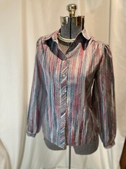 Vintage 70’s Disco Shirt By Lady Arrow Size M Medium Secretary Style Or Club