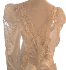 VTG 80s Victorian Demure Lace Pearls Long Sleeve Wedding Gown Size 22