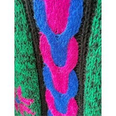 Vintage Croquet Colorblock Chunky Knit Sweater Green Pink Blue Size M