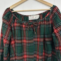 Vintage “Mountain Artisans” West VA Wool Red Green Plaid Peasant Top 70’s
