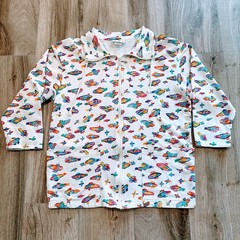 Vintage 1986 Ken Done Art to Wear 3/4 Length Sleeve Zip Up Fish Sweatshirt Sz M