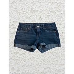 vintage aeropostale low rise dark wash cuffed mini shorts