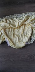 Yellow Satin Lingerie Bloomers Skirt Lace Sz S-L? Elastic Waist 22″-38″W READ