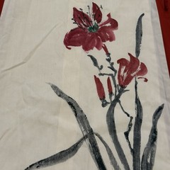 Vtg 60’s Floral Kaftan Pake Muu Kimono Dress Red Cream Bamboo Maruki Signed